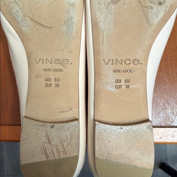 Vince Women’s Beige Real Leather Slip On Flats - Square Toe. Size: 8 - Picture 2 of 5